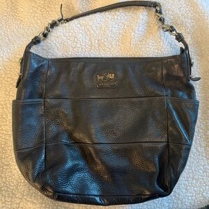 Coach Black Pebbled Leather Shoulder Bag